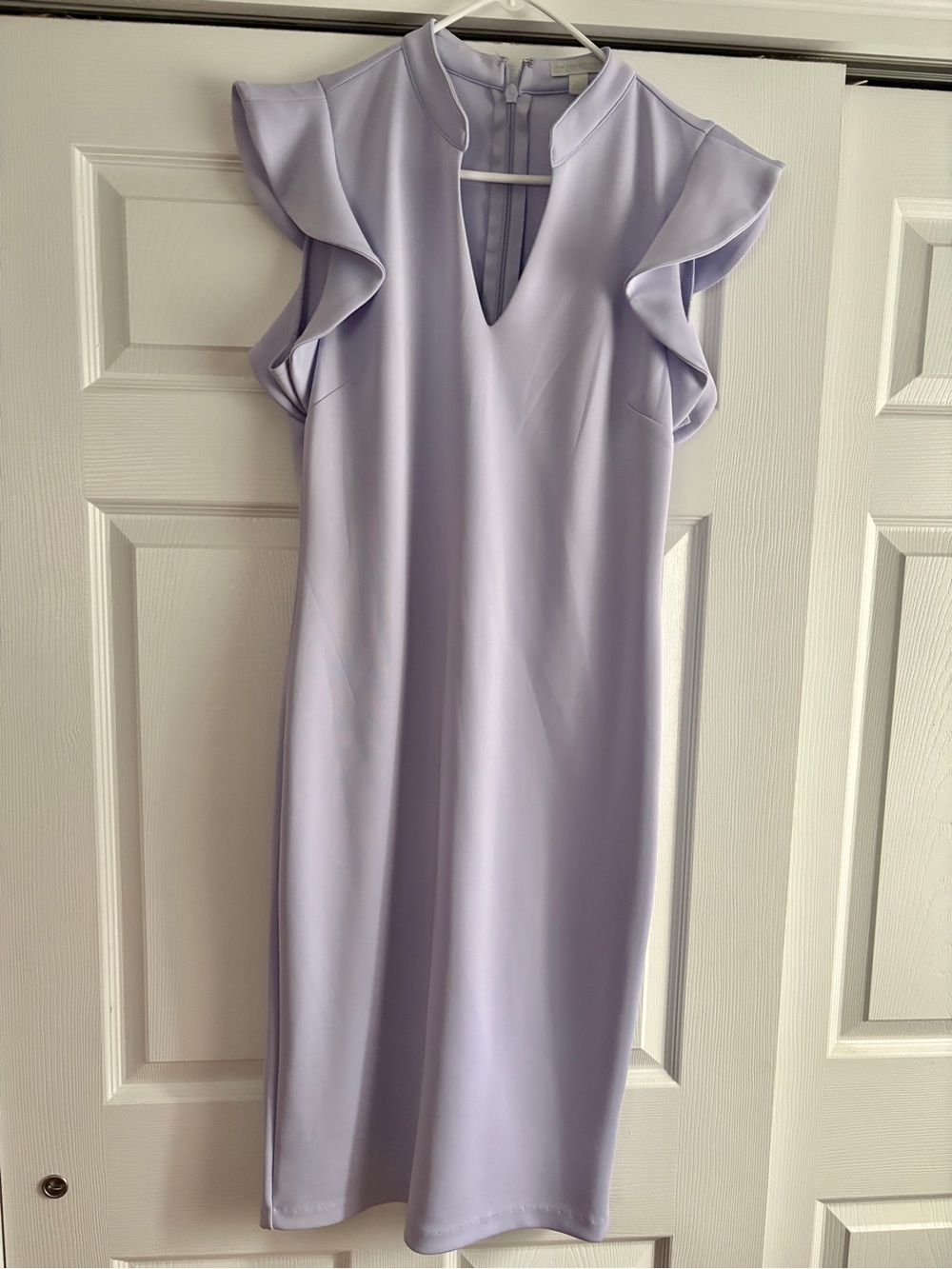 New York & Company Lavender Ruffle Sleeve Midi Dress